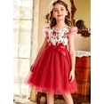 thumbnail image 4 of Lanbubble Girls Floral Tulle Dress Flutter Sleeve Tutu Princess Party Dress 3-7 Years, 4 of 9