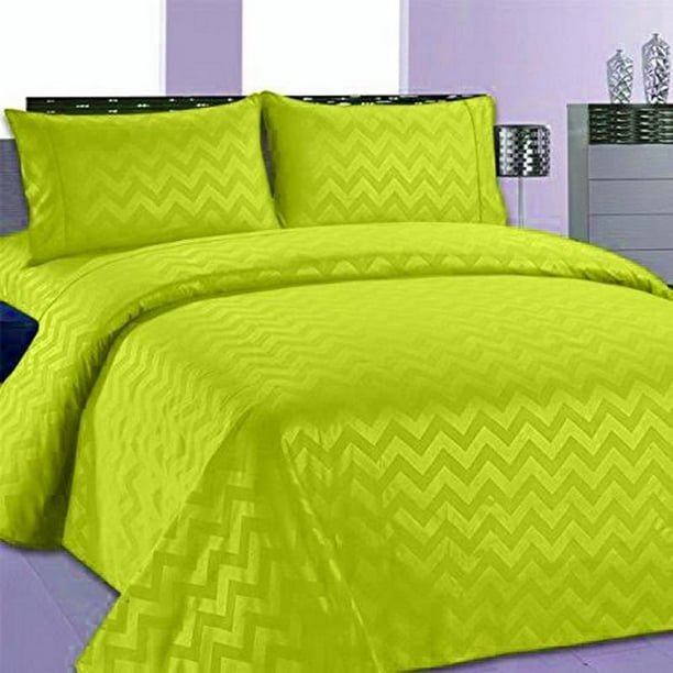 Home Sweet Home Chevron Design Microfiber Deep Pocket Full Bed Sheets Set Lime Green Walmart Com Walmart Com