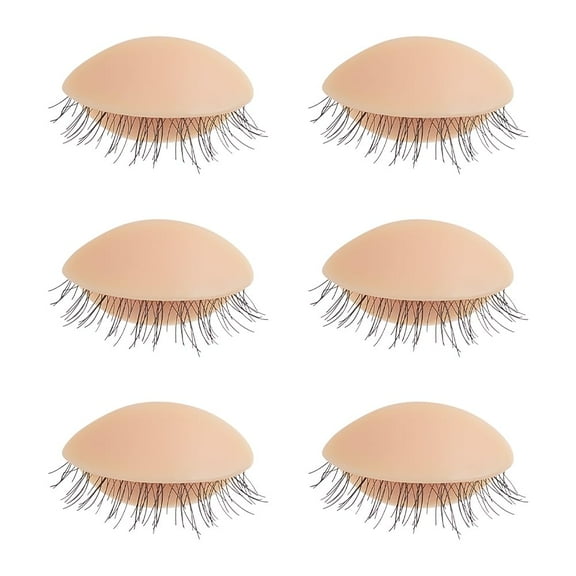 Silicone Replacement Eyelids For Mannequin Head Eyelids with Lashes for Lash Practice Eyelash Extensions Navajo White 1.4x2.5x1.3cm 3 pairs/box