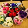 thumbnail image 5 of AYYUFE 3 Heads Artificial Rose Bouquet Hand Holding Soap Flower Valentine Day Gift, 5 of 8