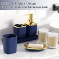 thumbnail image 6 of Bathroom Set - Blue and Gold Bathroom Accessories, Bathroom Sets with Shower Curtain and Rugs, Navy Blue Shower Curtain Set with Bathroom Trash Can, Soap Dispenser, Soap Dish for Home Decor, 6 of 6