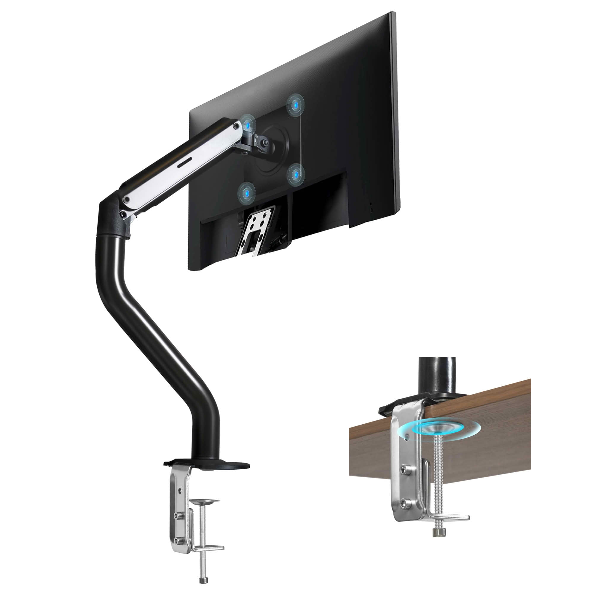 MAYEERTY Single Monitor Desk Mount for 15-32" Screens, Swivel & Height Adjustable Computer Monitor Stand