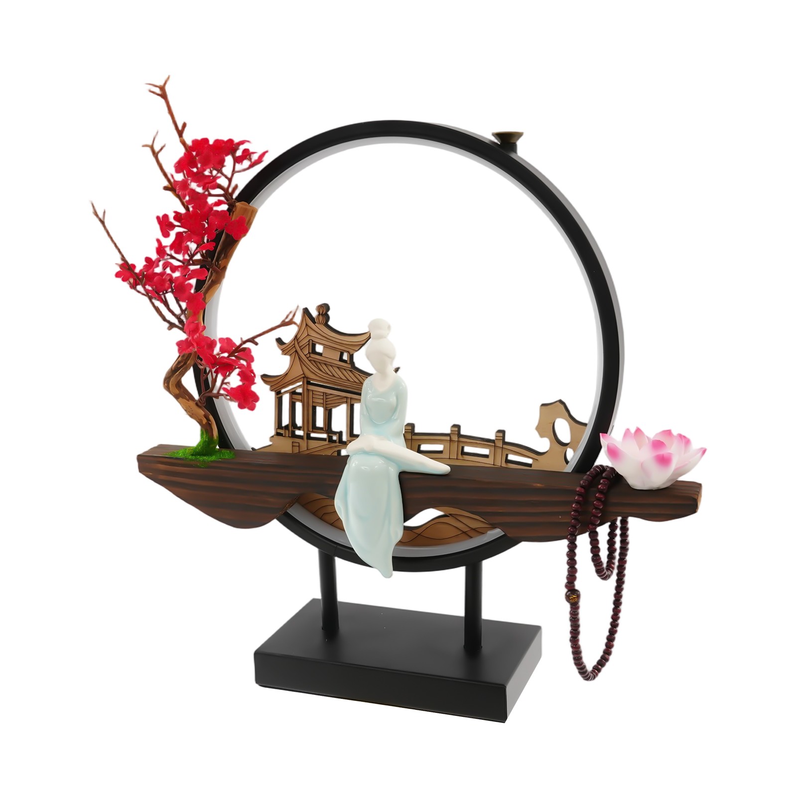 Backflow Incense Holder with LED Light, Ceramic Backflow Incense Burner Perfect for Relaxing or Home Decor