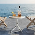 thumbnail image 3 of Ktaxon 18" Square Outdoor Side Table with Tempered Glass Top, Ripple-patterned Courtyard Glass Table, White, 3 of 9