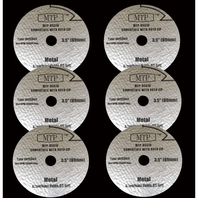 Disco de corte para metal MTP US510 89 mm grano 60 paquete de 6