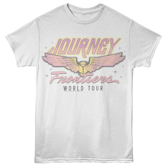 Journey - Frontiers World Tour - American Classics - White Front Print Adult Short Sleeve T-Shirt