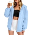 thumbnail image 6 of UDAUDU Womens Zip Up Hoodies Long Sleeve Oversized Sweatshirts Fleece Y2K Jacket Pockets Fashion Fall Outfits Fashion Clothes Light Blue 2XL, 6 of 6
