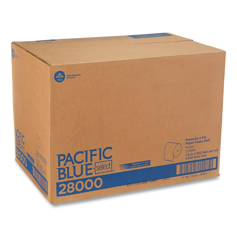 Pacific Blue Select Premium Nonperf Paper Towels, 2-Ply, 7.88 x 350 ft, White, 12 Rolls/Carton Pacific Blue Select Premium Nonperf Paper Towels, 2-Ply, 7.88 x 350 ft, White, 12 Rolls/Carton