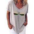 thumbnail image 2 of CEHVOM Mode Femmes T-Shirt Imprimé à Col en V Manches Courtes T-Shirt Décontracté Hauts Blouse, 2 of 5