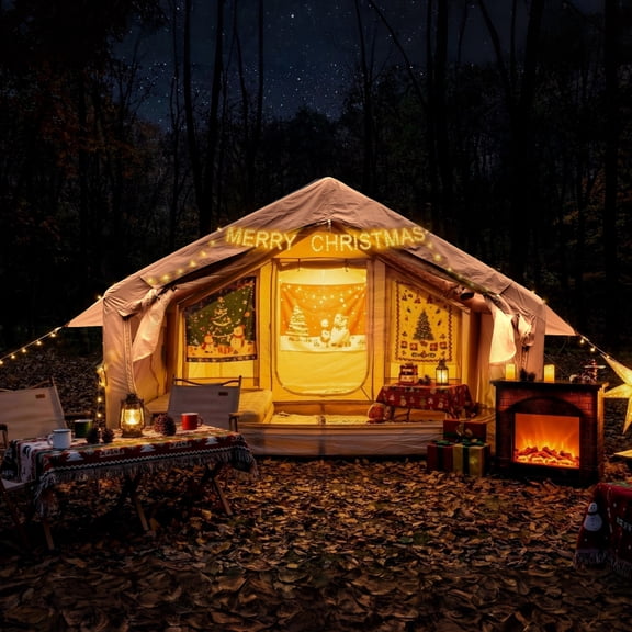 4-6 Person Inflatable Camping Tent (6.3 SQ.M): 5-Minute Setup, Canopy Included, 420D Waterproof, 4-Season Windproof, Clear Skylight and Mesh Doors Windows