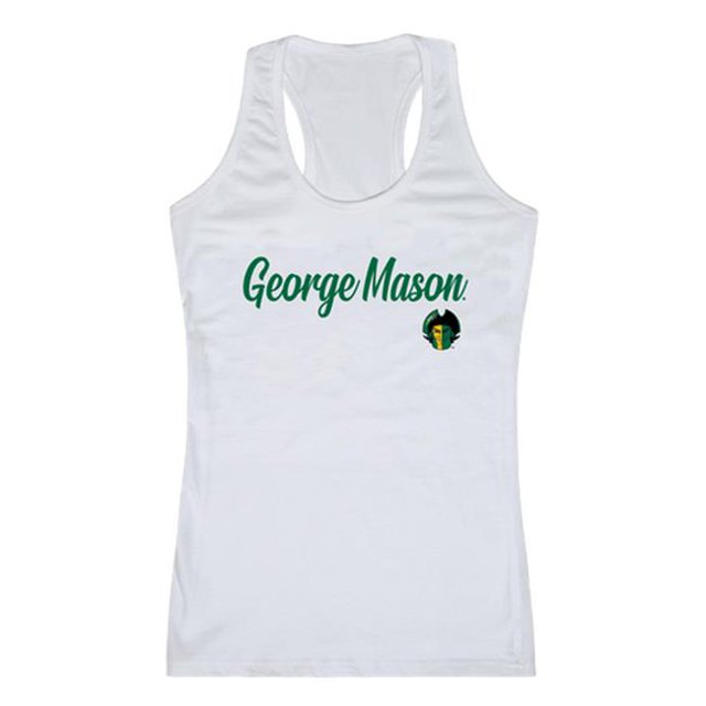 W Republic 557-221-WHT-04 Women George Mason Patriots Script Tank T-Shirt, White - Extra Large