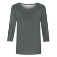 thumbnail image 6 of Loopsun Womens Top, 3/4 Sleeve T-shirts for Women, Casual Crew Neck 3/4 Sleeve Solid Fashion Loose Pullover Dark Gray, 6 of 6