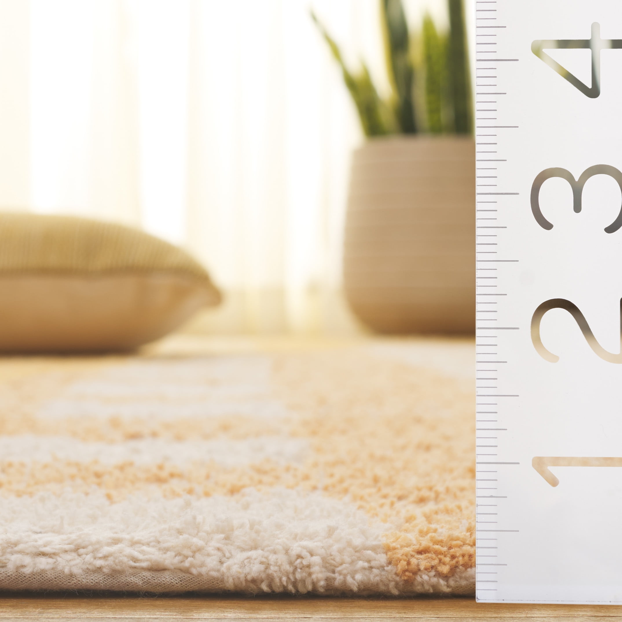 SAFAVIEH Easy Care Maggie Plaid Area Rug, Ivory/Gold, 4' x 6'