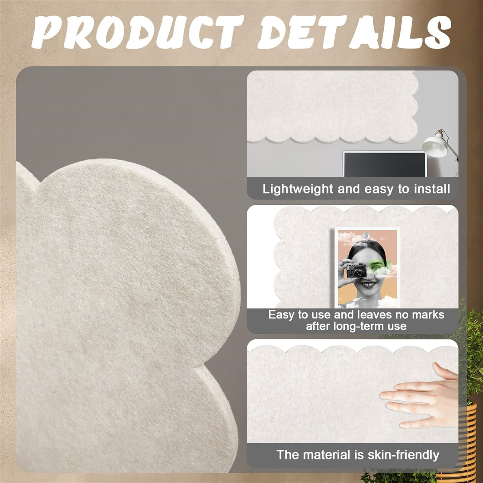 Decorative Felt Pin Board for Wall,Bexikou Felt Tile Bulletin Board,24" x 36" Felt Wall Tiles,Large Alternative Cork Board for Office Kitchen Classroom