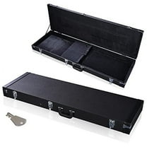 AW Bass Guitar Case Hard Electric Guitar Wooden Hard Shell Carrying Case Lockable with Key Black Square 48 x 15.4 x 3.5 inches