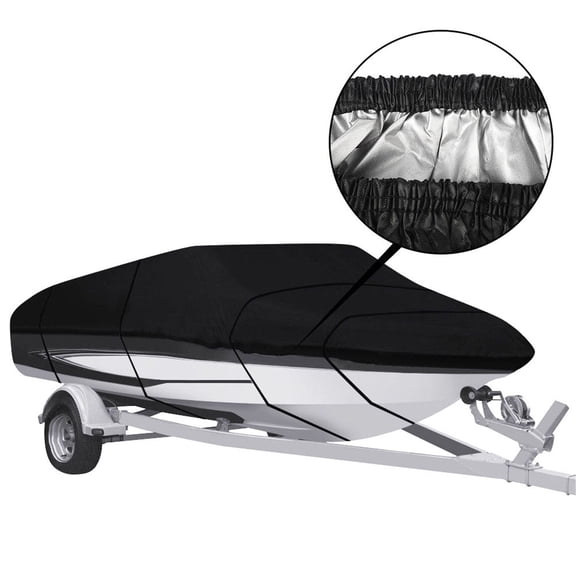 Labwork Black Boat Cover, 14ft-16ft, 210D Waterproof Oxford Fabric