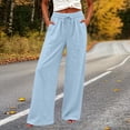 thumbnail image 2 of Horkkom Cotton Linen Pants Women Elastic Waist Drawstring Wide Leg Pants Summer Casual Loose Pants with Pockets M, 2 of 8
