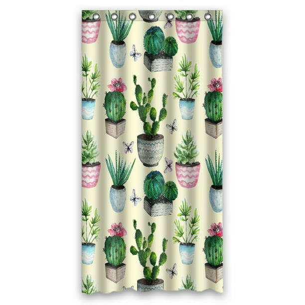 ECZJNT Watercolor Cactus Succulent Vintage Cactus Shower Curtain And Hooks  For Home Decor 36x72 Inch