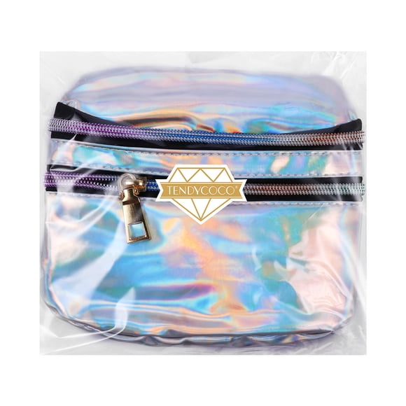 HEALEEP Shiny Bum Bag Women Silver Patent Waterproof For Beach Sports 1Set