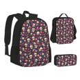thumbnail image 2 of Naloa Skull flower leaf colorful Print Large Capacity Backpack Lunch Bag Pencil Case Combination 3 Piece Set for Student, 2 of 8