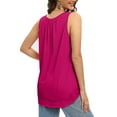 thumbnail image 4 of JGGSPWM Women's Sleeveless Pleated Front Cotton Blend Tunic Top Round Neck Summer Casual Tee Blouse Hot Pink 2XL, 4 of 6