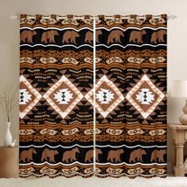 jejeloiu Vintage Rhombus Pattern Curtains Pack of 2 (42x84 Each),Retro Boho Aztre Curtains Blackout,Boho Exotic Style Bedroom Curtains For Adult,Super Cozy Room Decor
