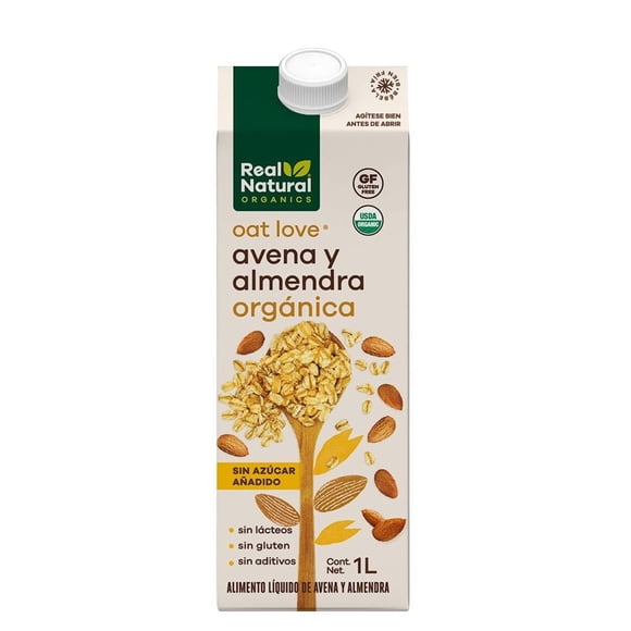 Alimento líquido de avena y almendra Real Natural Oat Love orgánica sin azúcar añadido 1 l