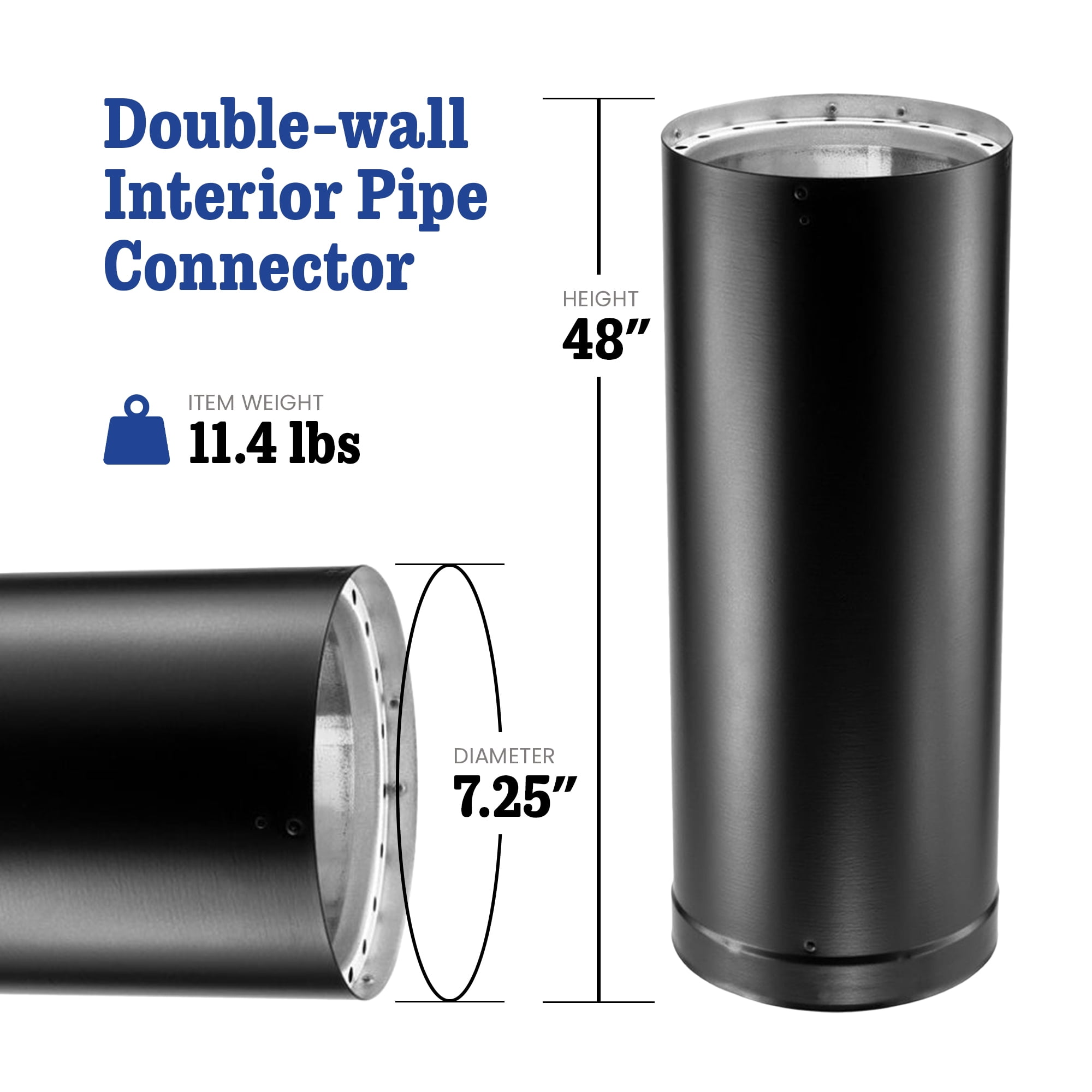 DuraVent 6 in. Dia. x 68 in. L Stainless Steel Double Wall Stove Pipe