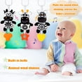 thumbnail image 4 of 3 Pack Hanging Rattle Toys, Cartoon White Black Stuffed Stroller Plush Toys for Newborn 0-18 Month Baby Bed Crib Toys with Wind Chimes (Zebra,Deer&Cow), 4 of 7