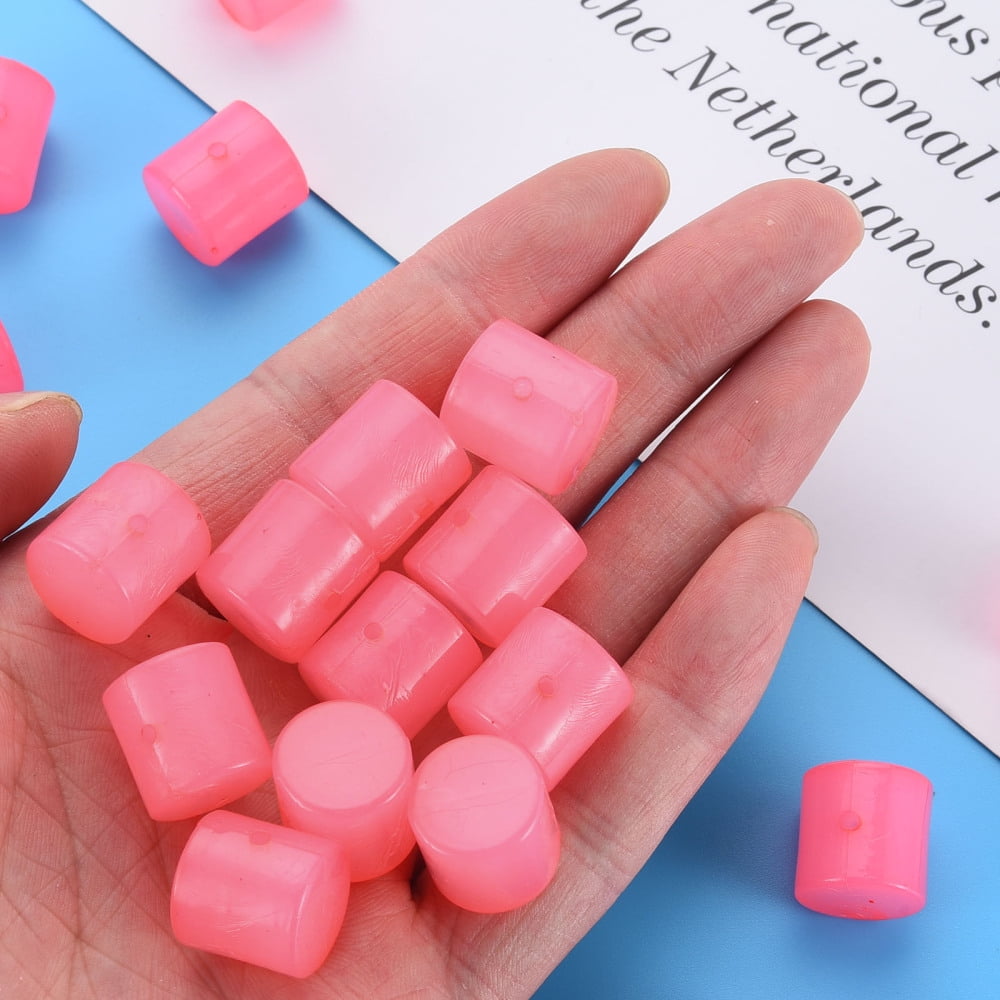 Imitation Jelly Acrylic Beads Column Hot Pink 14.5x14.5mm Hole: 1.8mm about 200pcs/500g