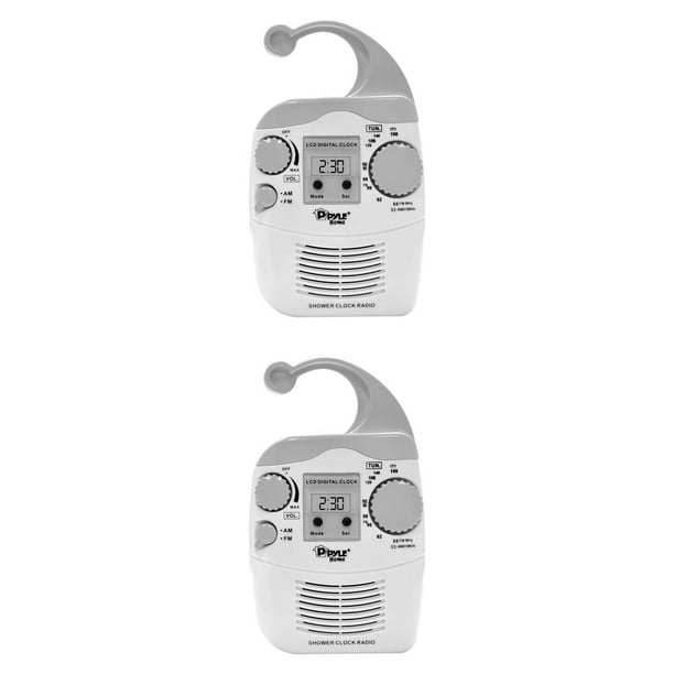 2) New Pyle PSR6 LCD Digital Hanging Waterproof AM/FM Shower Clock