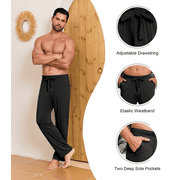 ANLIQI Mens Pajama Pants Rayon Made from Bamboo Soft Comfy Lounge Bottoms with Pockets 2 Pack (2Black, XL)