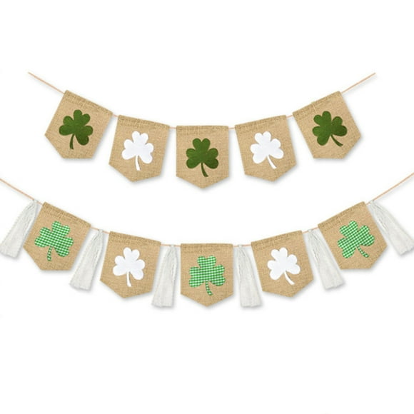 Piwvid St Patrick's Day Decorations Glitter Shamrock Burlap Banner for Fireplace Spring Holiday Wall Decorations Home Indoor Outdoor Party Green Decor,Irish Lucky Day Home Outdoor Hanging Decor