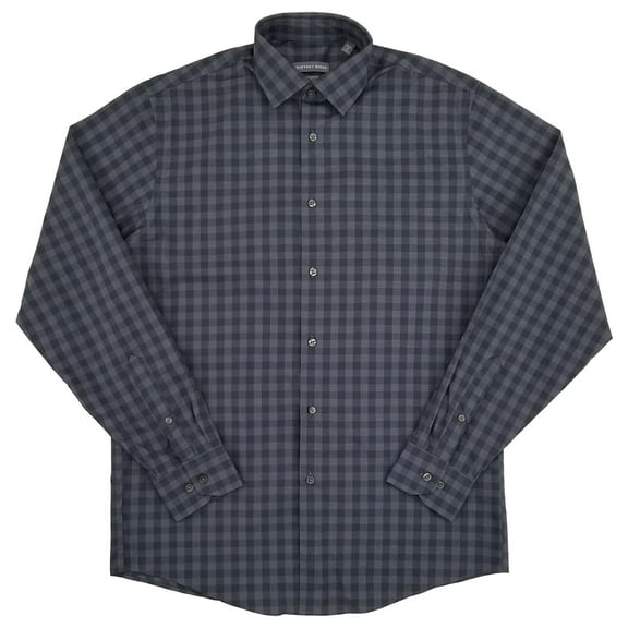 Geoffrey Beene Mens Gray Regular-Fit Stretch Flex Dress Shirt M 15-15.5 34-35