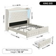 thumbnail image 3 of Homfa King Size LED Bed Frame with Storage Drawers, 54in Tall Velvet Upholstered Headboard Platform Bed with Wingback Buttons Headboard, Beige, 3 of 12