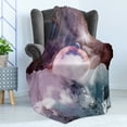 thumbnail image 4 of Outer Space Soft Flannel Fleece Throw Blanket, Planets in Space Natural Scenery Galaxy Print, Cozy Plush for Indoor and Outdoor Use, 50" x 70", Dried Rose Pale Pink, by Ambesonne, 4 of 5