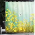 thumbnail image 4 of Ambesonne Nature Shower Curtain, Daisies and Dragonflies, 69"Wx84"L, Green Yellow, 4 of 5