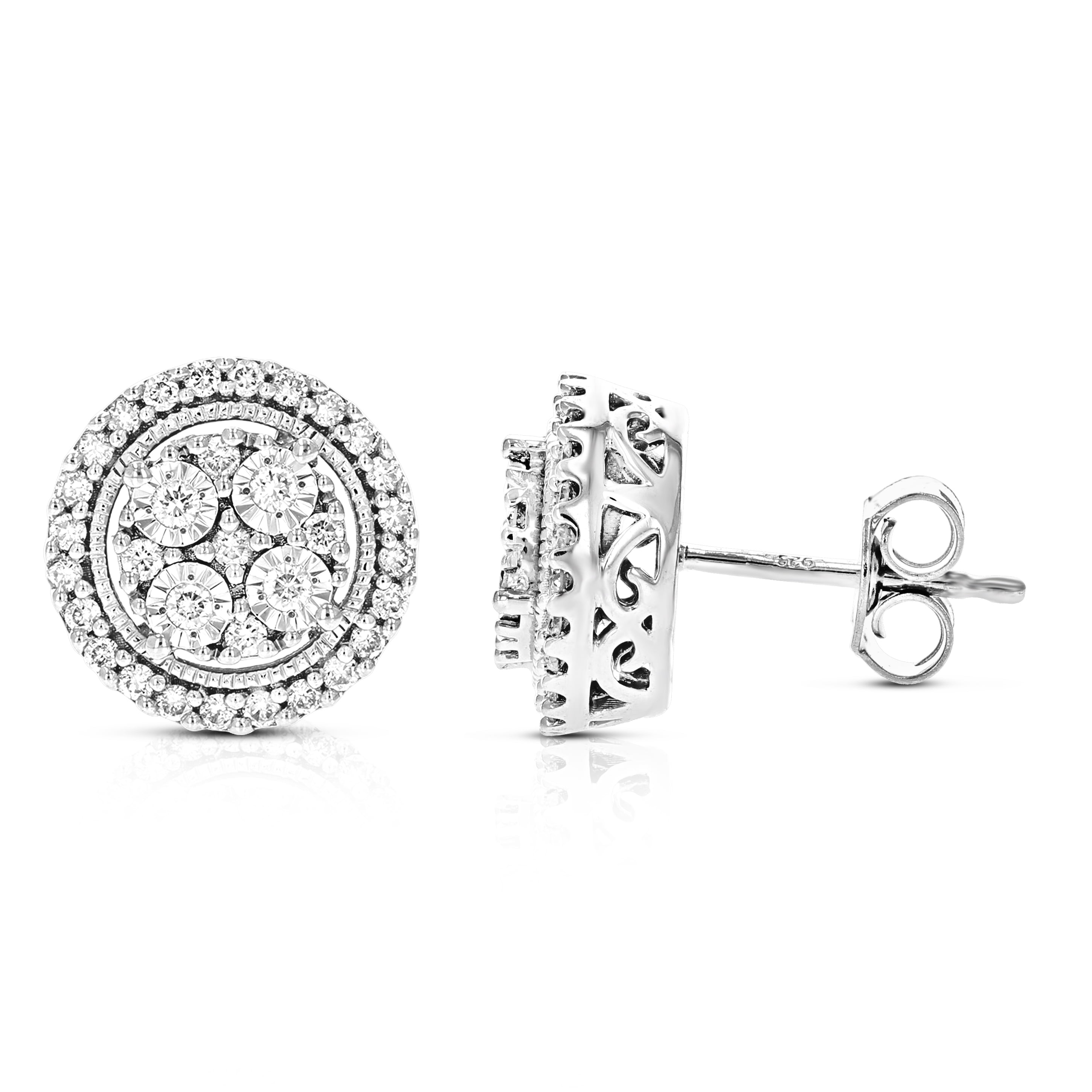 Vir Jewels 1/2 CTTW Lab Grown Diamond Composite Earrings in Sterling Silver With Push Backs For Women