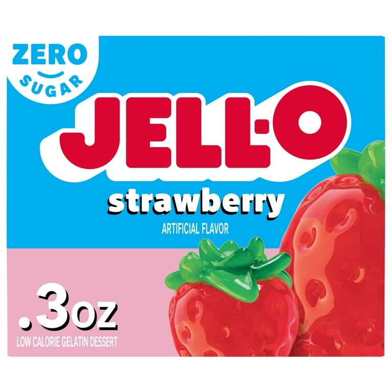 24 pack) Jell-O Strawberry Zero Sugar Low Calorie Gelatin Dessert