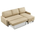 thumbnail image 4 of Sectional Corner Sofa-Bed, SEGMART 82" x 60" x 35" Contemporary Soft Upholstery Sofa Beds with Chaise with Pull-Out Reversible Storage Chaise and Solid Frame for Living Room, 250lbs, Beige, S8308, 4 of 8