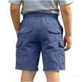 thumbnail image 4 of HAOTAGS Cargo Shorts for Teen Boys (5-15), Elastic-Waist Straight-Fit Casual Shorts Lightweight Mid-Length Summer Trousers Navy 9-10 Years, 4 of 7