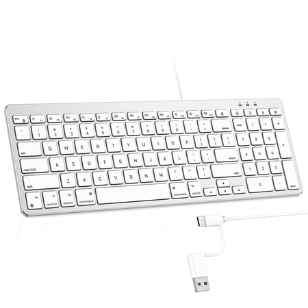 OMOTON Wired Keyboard Compatible with Mac, with Numeric Keypad - Dual Interface (USB and Type-C) Keyboard Compatible with MacBook Pro/Air, iMac, Mac mini/Pro Laptop
