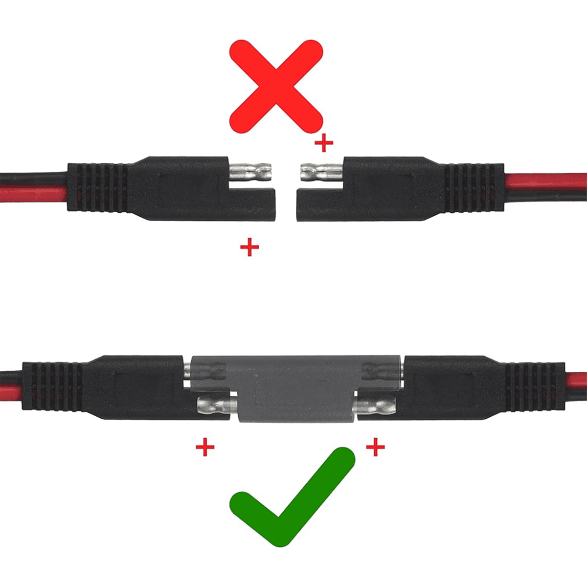 SAE Connector to Polarity Reverse Quick Disconnect Cable Plug Adapter for Solar Panel Battery Charger-5Pack