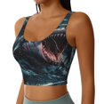thumbnail image 2 of Fotbe Wave Chain Shark Sujetador Deportivo Largo sin Aros para Mujer con Almohadillas y Soporte Medio, Transpirable y Absorbente, Camiseta Tipo Chaleco o Tank Top-X-Large, 2 of 8