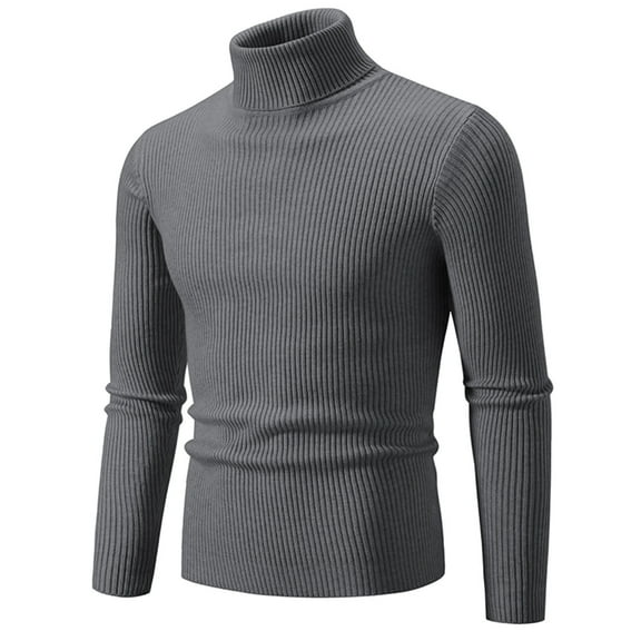 Dxzfnsa Mens Stripes Turtleneck Sweaters Mens Solid Color Long Sleeve Knitted Sweaters Casual Slim Fit Fall Winter Warm Pullover Sweaters