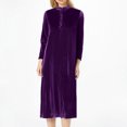 thumbnail image 2 of hotojiny Womens Plus Size Velvet Dress Vintage Fashion Long Sleeve Dress Elegant Soft Mock Neck Button Long Dress, 2 of 7