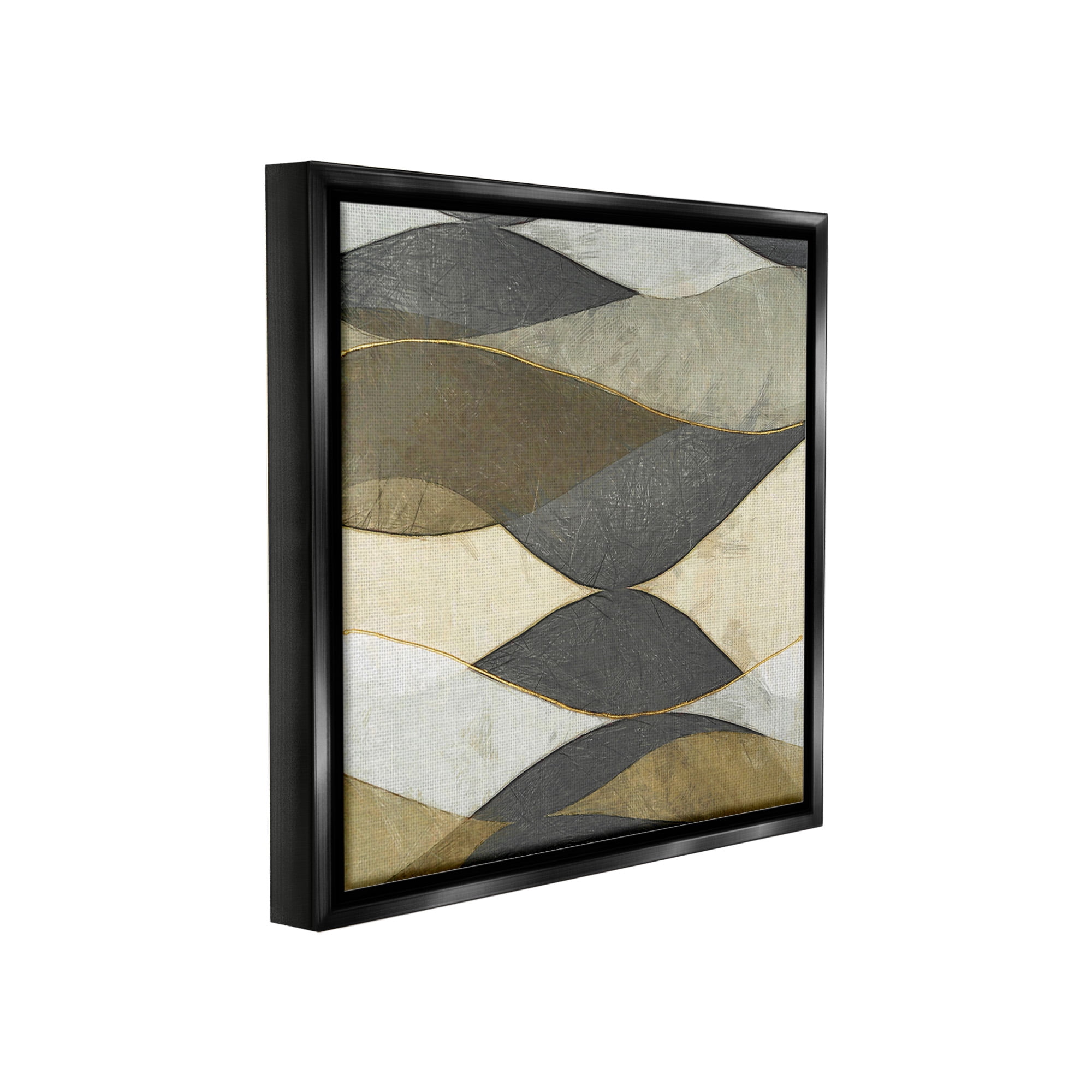 Stupell Industries Geometric Desert Landscape Abstract Painting Black Floater Framed Canvas Art Print Wall Art, 18 x 18