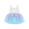 thumbnail image 6 of Yartina Girls Sequins Ballet Tulle Tutu Dress Ballerina Leotard Dancewear Dancing Performance Light Blue 3T, 6 of 6