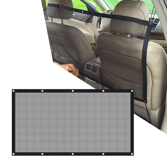 Car Black Fence, Pet Barrier Backseat Mesh, Car Divider Net with Adjusting Rope and Hook, Car Multifunctional Dog Guardrail, Divider Net for SUV and Small Car, Black