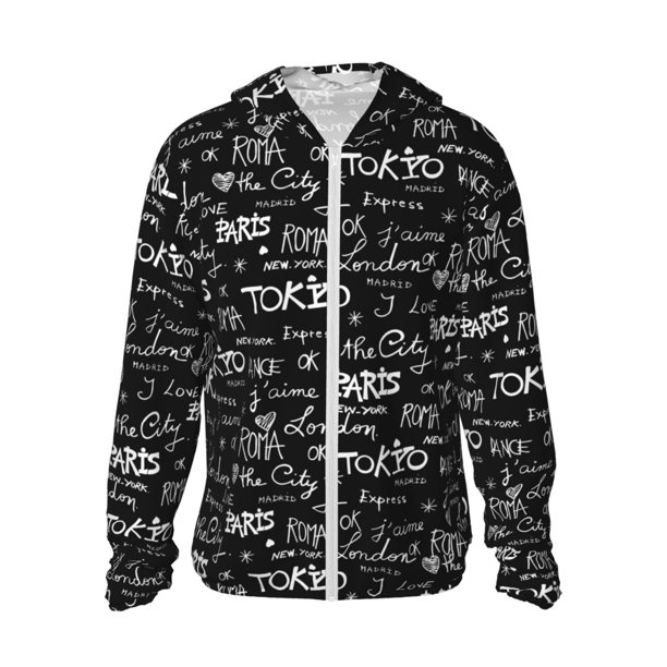 Fotbe Travel The World Chaqueta con Protección Solar UPF 50+ para Hombre y Mujer, Camisa con Capucha y Bolsillos-Medium